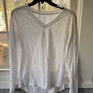Sonoma White V-Neck Long Sleeve Tee